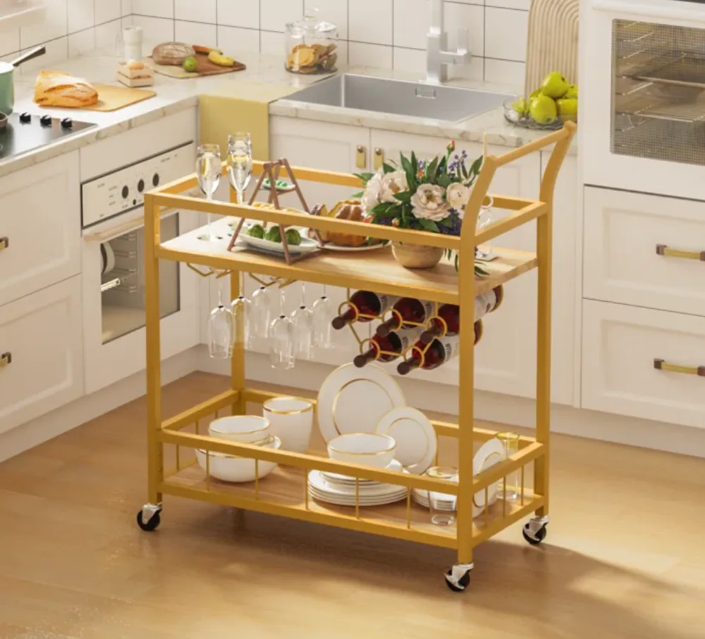 Everly Quinn Brocklehurst Metal Bar Cart