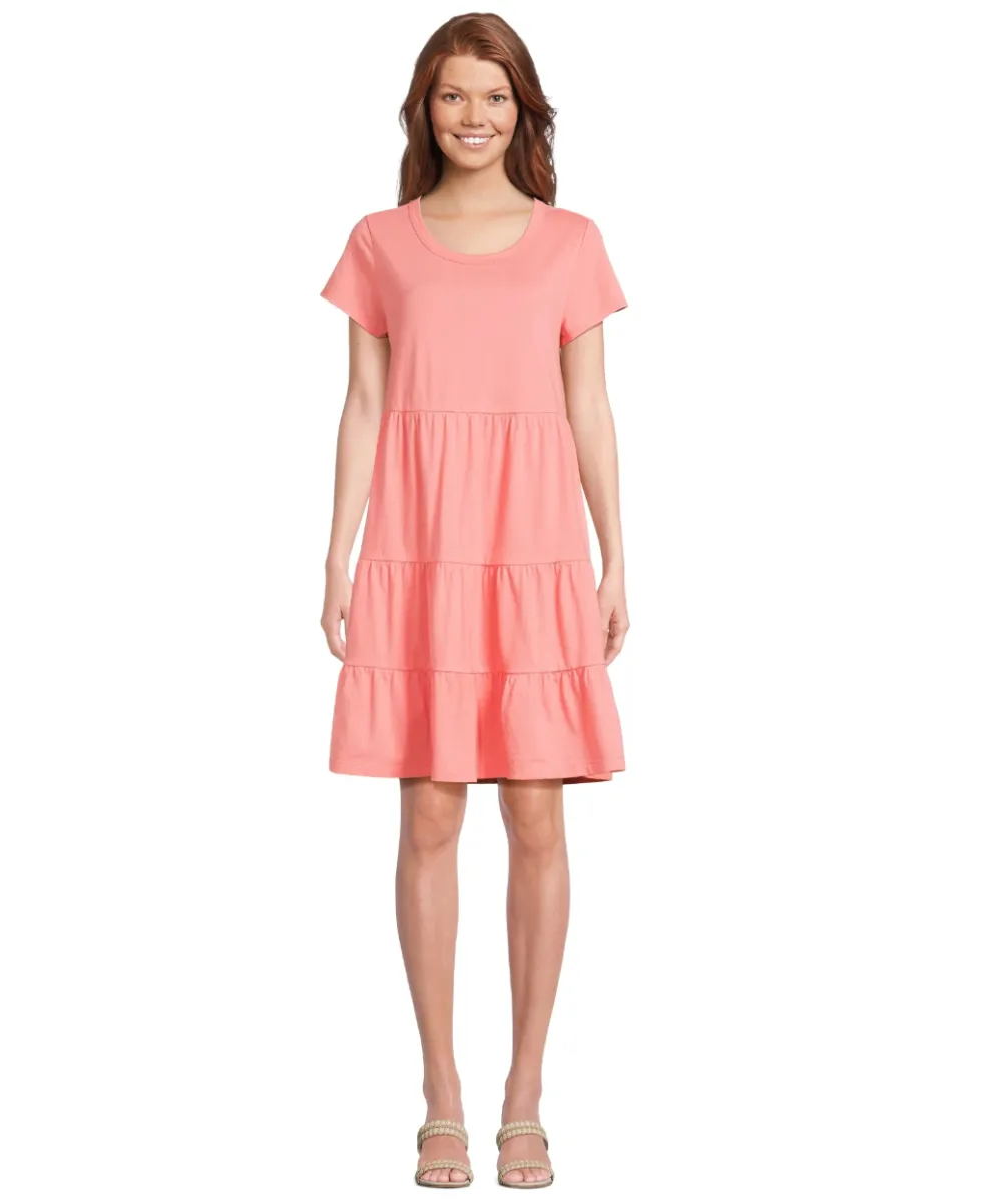 Time and Tru Women's Cotton Knit Tiered Dress