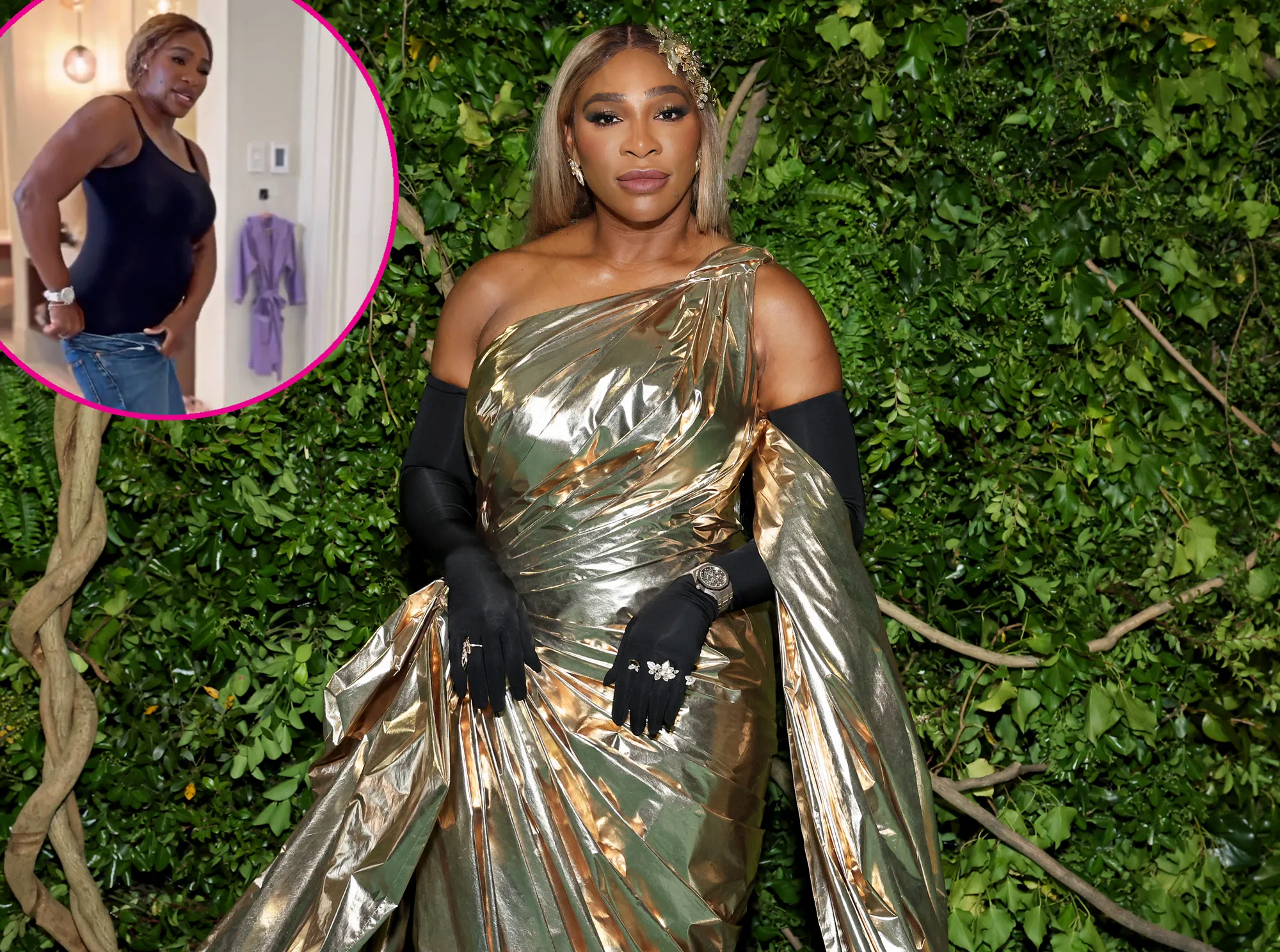 Serena Williams Tries on Her Tight Versace Denim Skirt Again