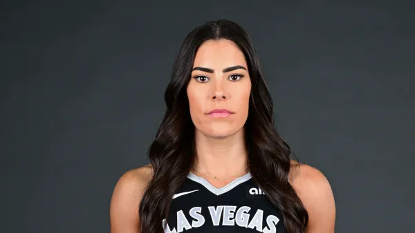 WNBA Star Kelsey Plum Goes Braless in Cropped Leather Vest at Season Opener in Las Vegas
