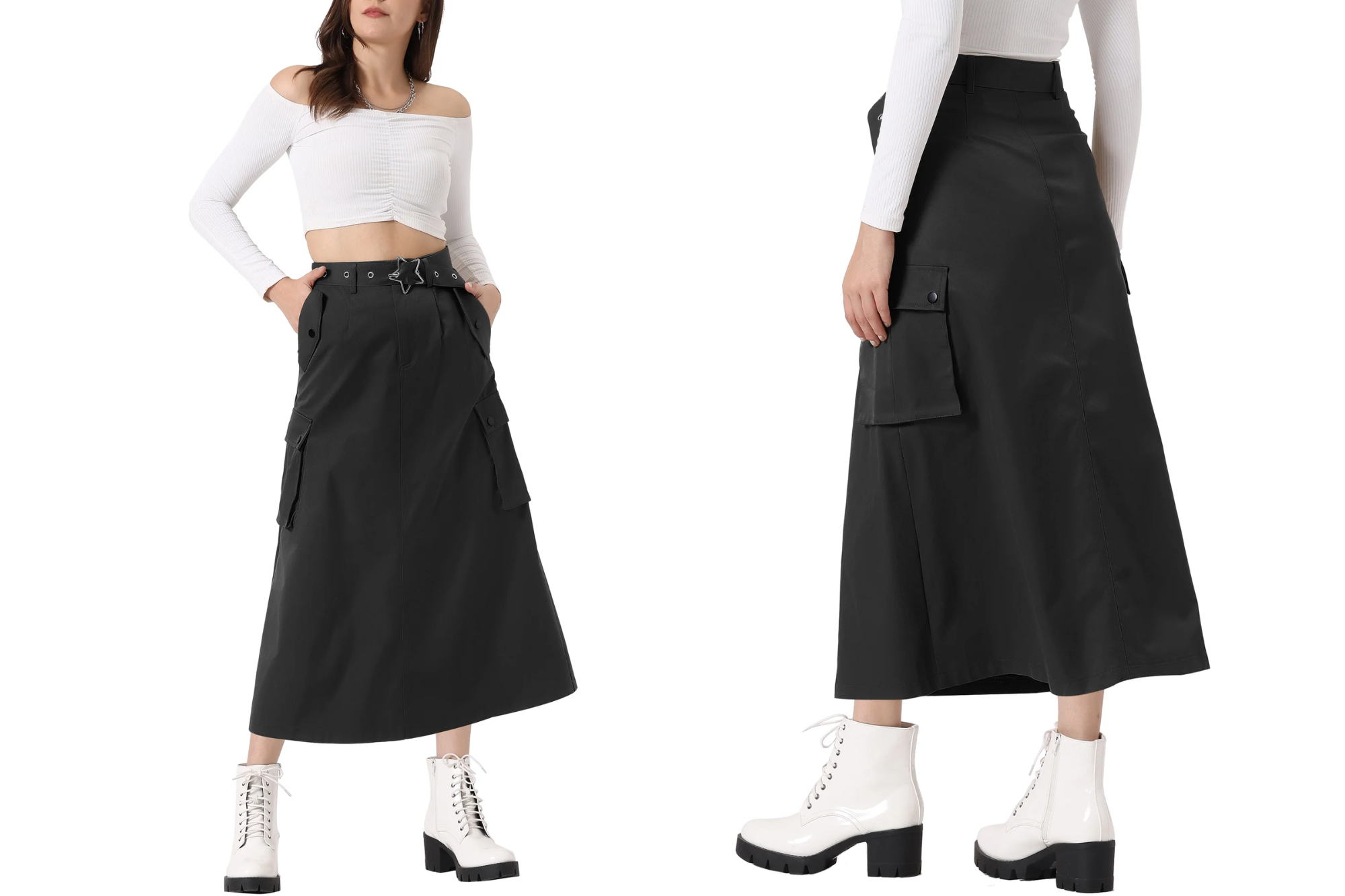 Allegra K Cargo Skirt with Pockets