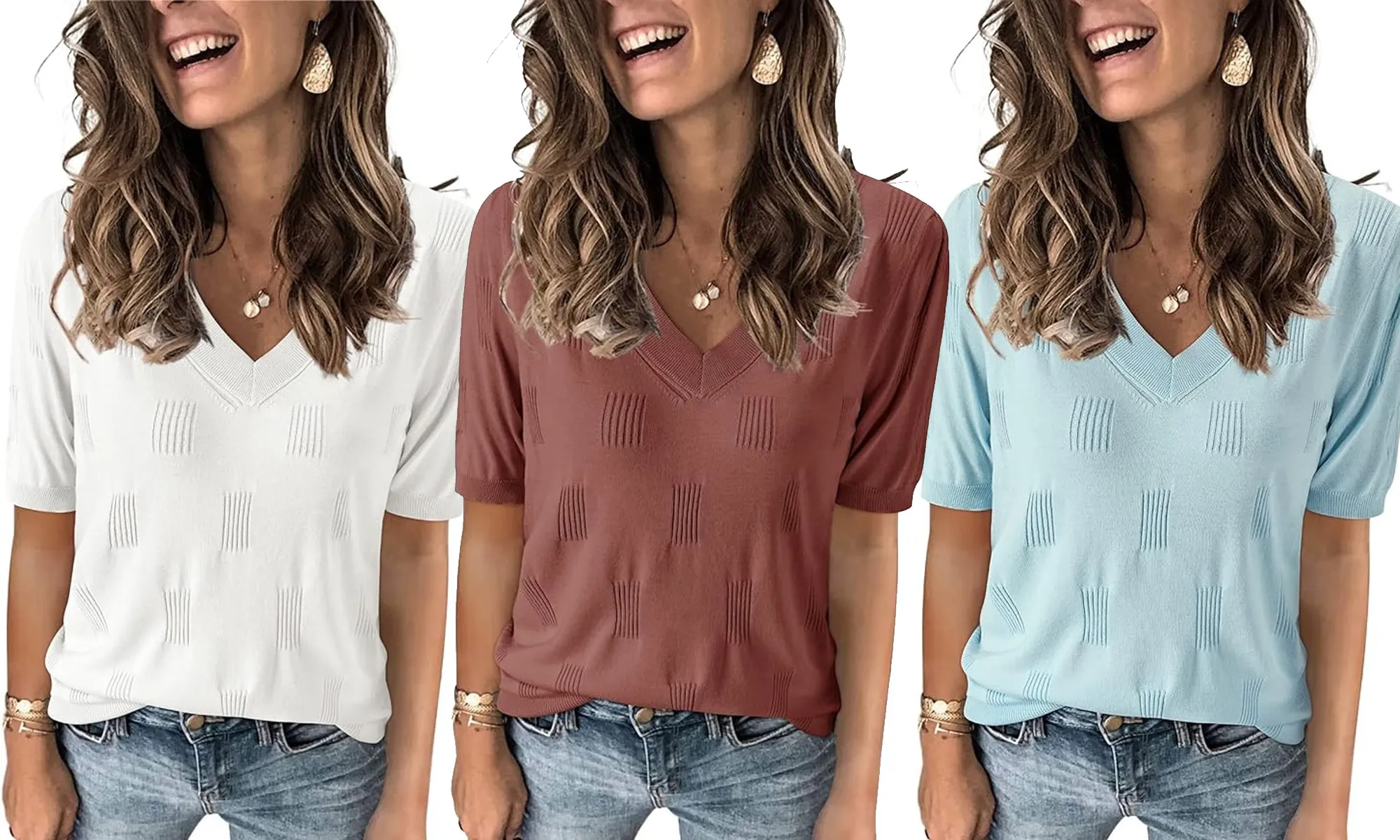 Arach&Cloz Lightweight Short Sleeve Knit Top Amazon