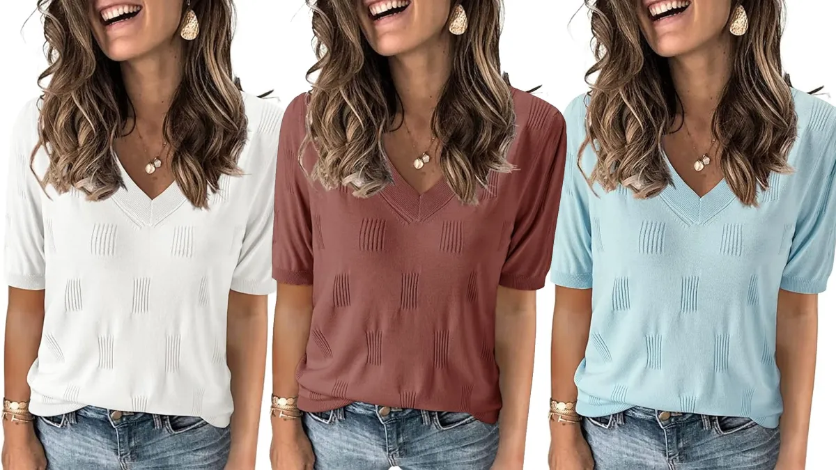 Arach&Cloz Lightweight Short Sleeve Knit Top Amazon