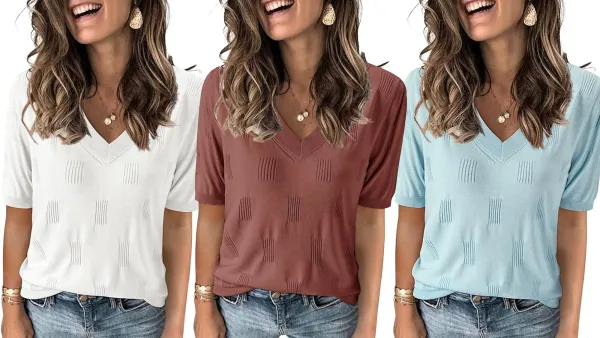 Arach&Cloz Lightweight Short Sleeve Knit Top Amazon