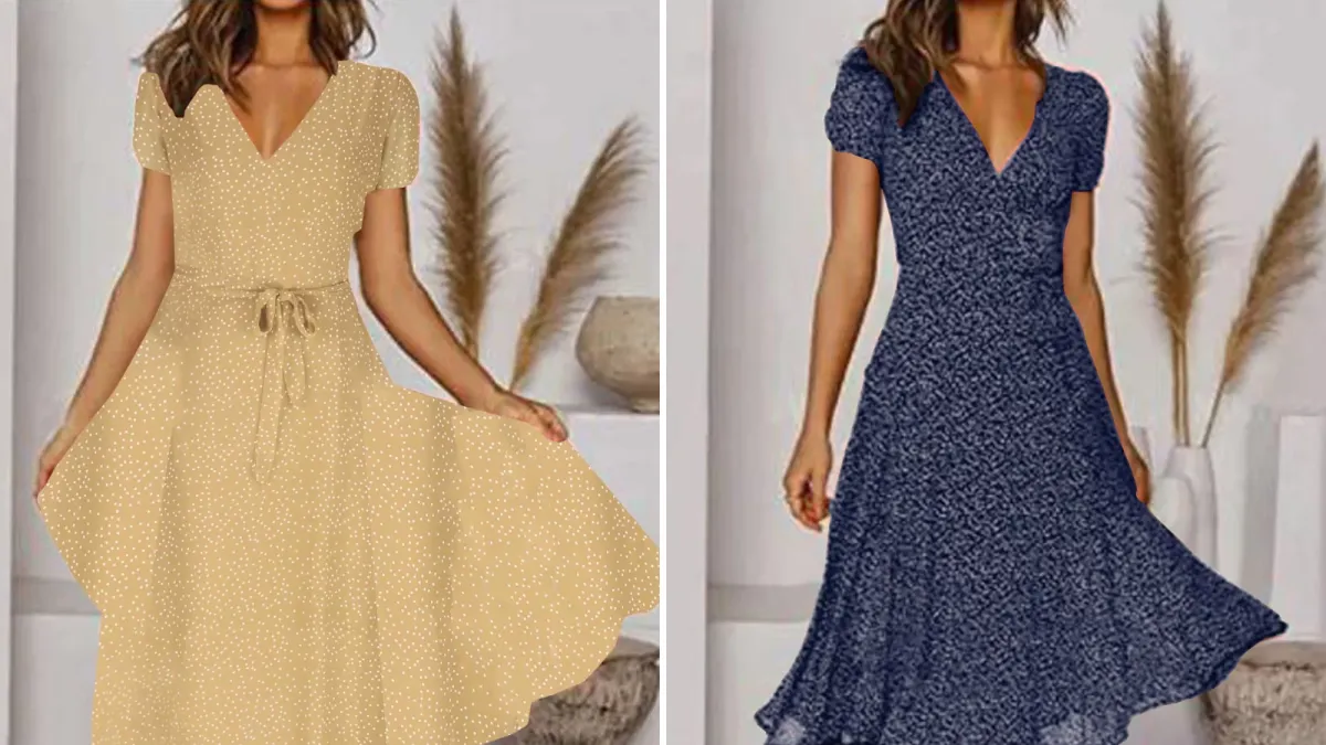 Floleo V-Neck Polka Dot Print Dress