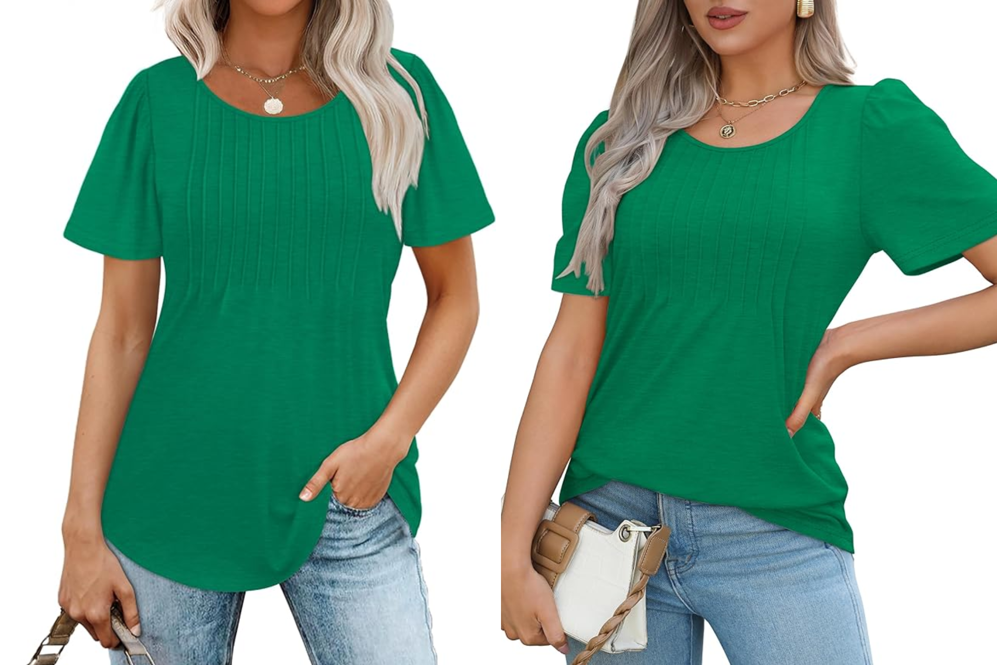 Ofeefan Pleated Scoop Neck Blouse