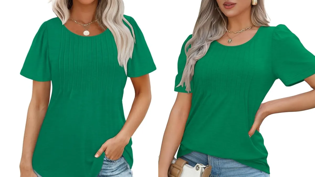 Ofeefan Pleated Scoop Neck Blouse