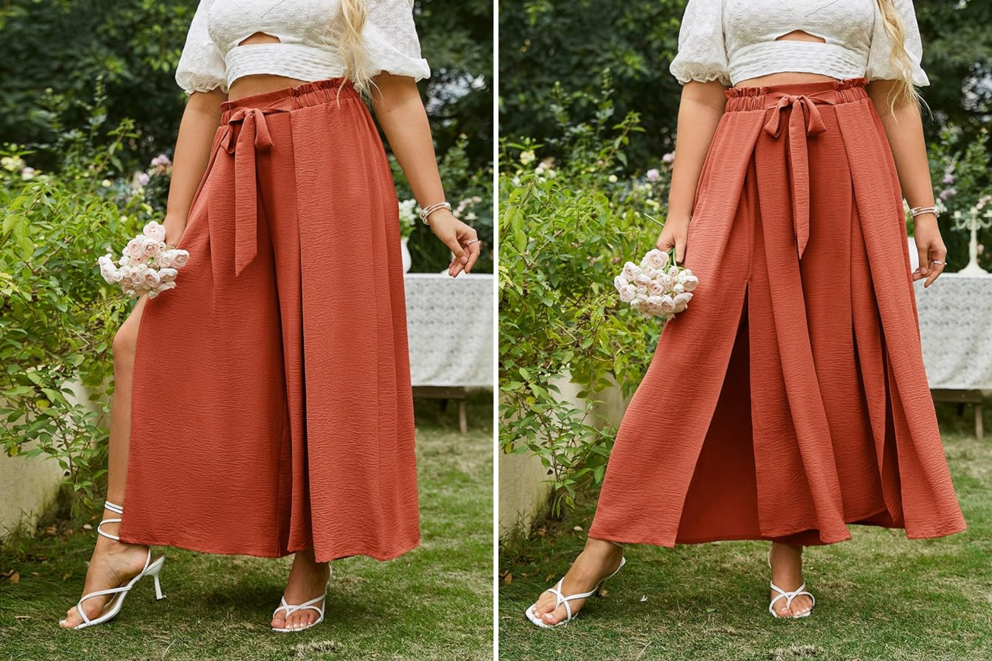 Simplee Split Flowy Wide Leg Pants