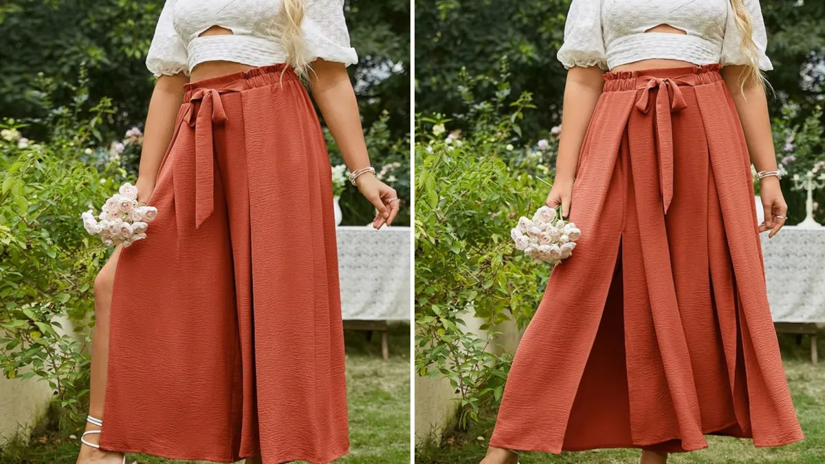 Simplee Split Flowy Wide Leg Pants