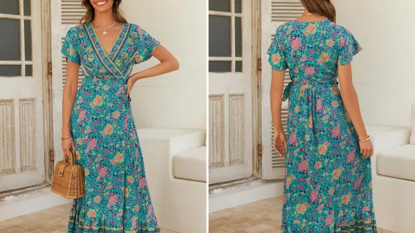 Zesica Bohemian Floral Wrap Maxi Dress