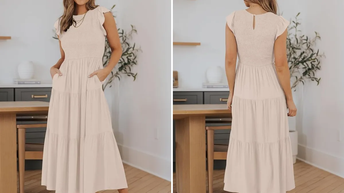 Zesica Smocked Tiered Midi Dress