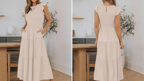 Zesica Smocked Tiered Midi Dress