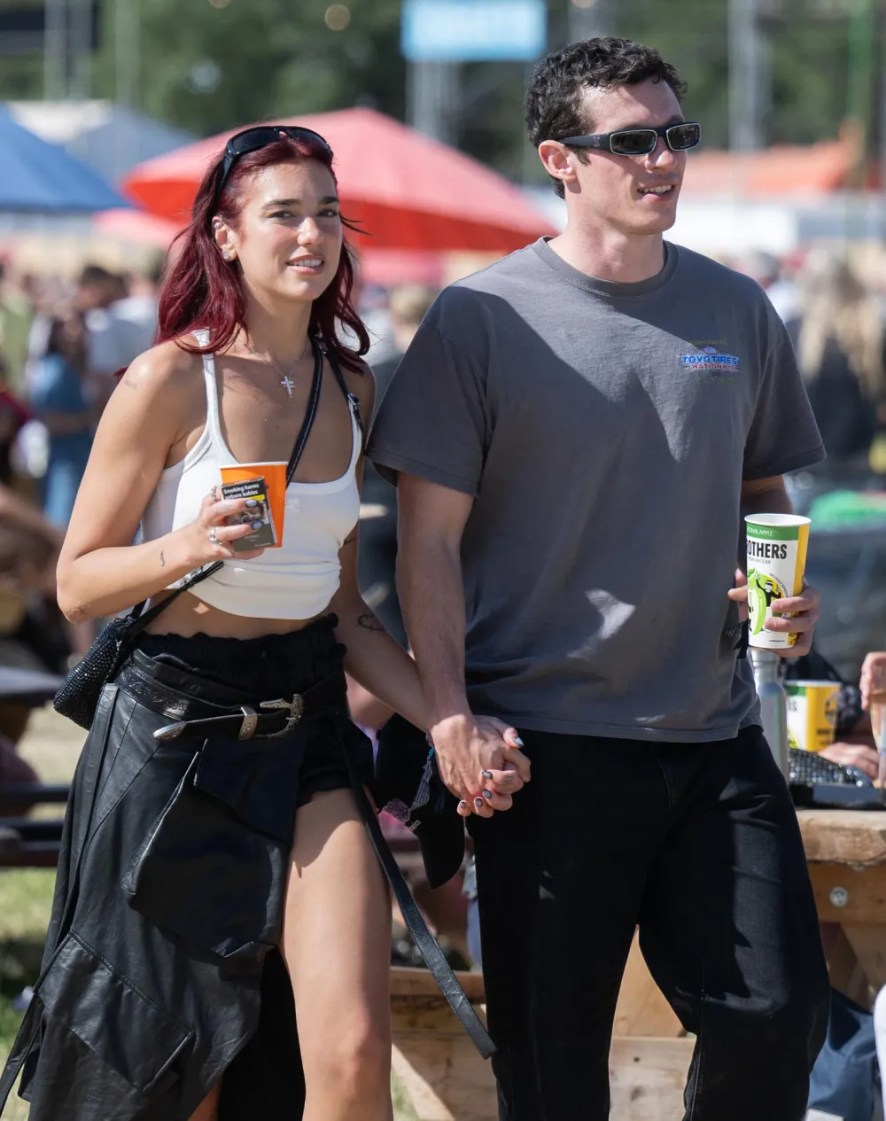 Dua Lipa and Callum Turner Sweetly Hold Hands During Date at UKs Glastonbury Festival