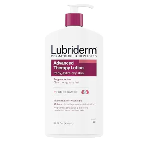 Best for Cold Weather: Lubriderm Advanced Therapy Lotion for Itchy, Extra-Dry Skin, Fragrance Free