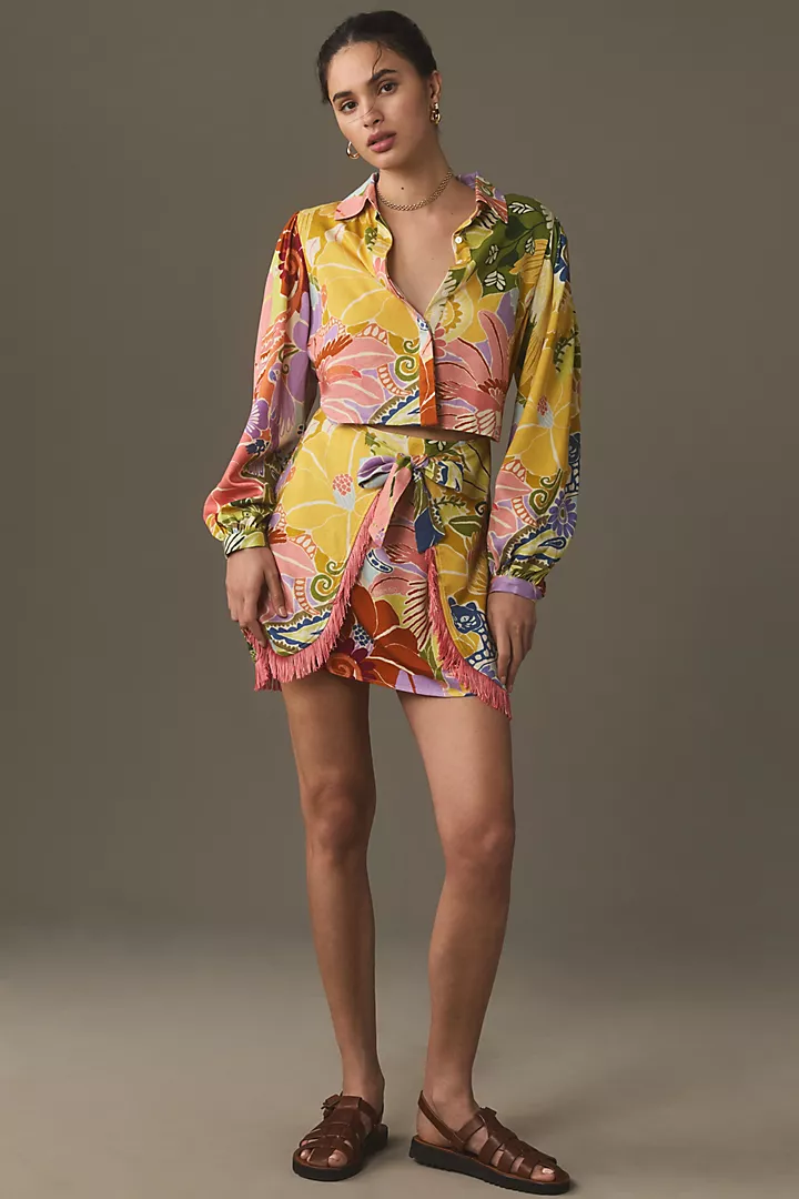 Farm Rio Tie-Front Mini Dress