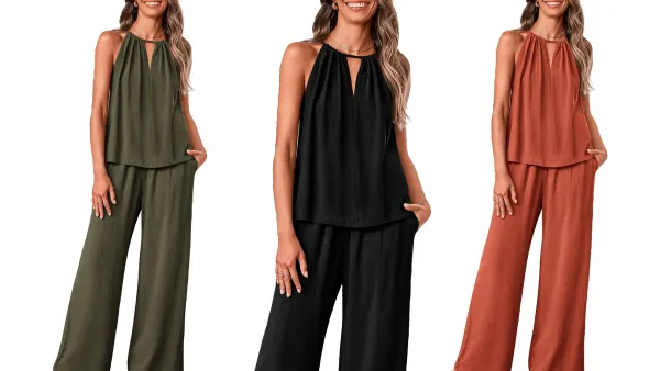 Btfbm Two-Piece Linen Halter Top Wide Leg Pant Matching Set Amazon