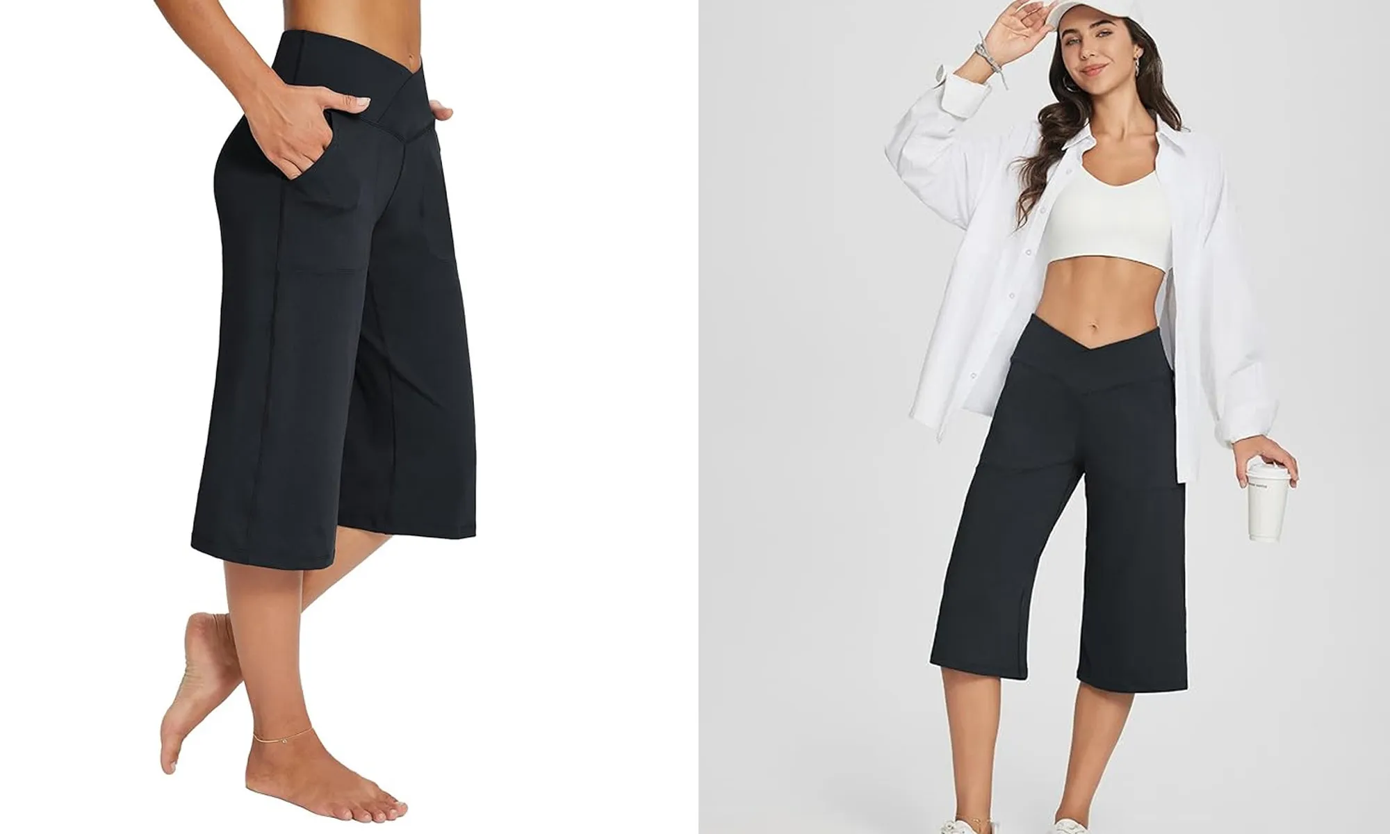 Baleaf Wide Leg High Waist Yoga Capri Pants Amazon