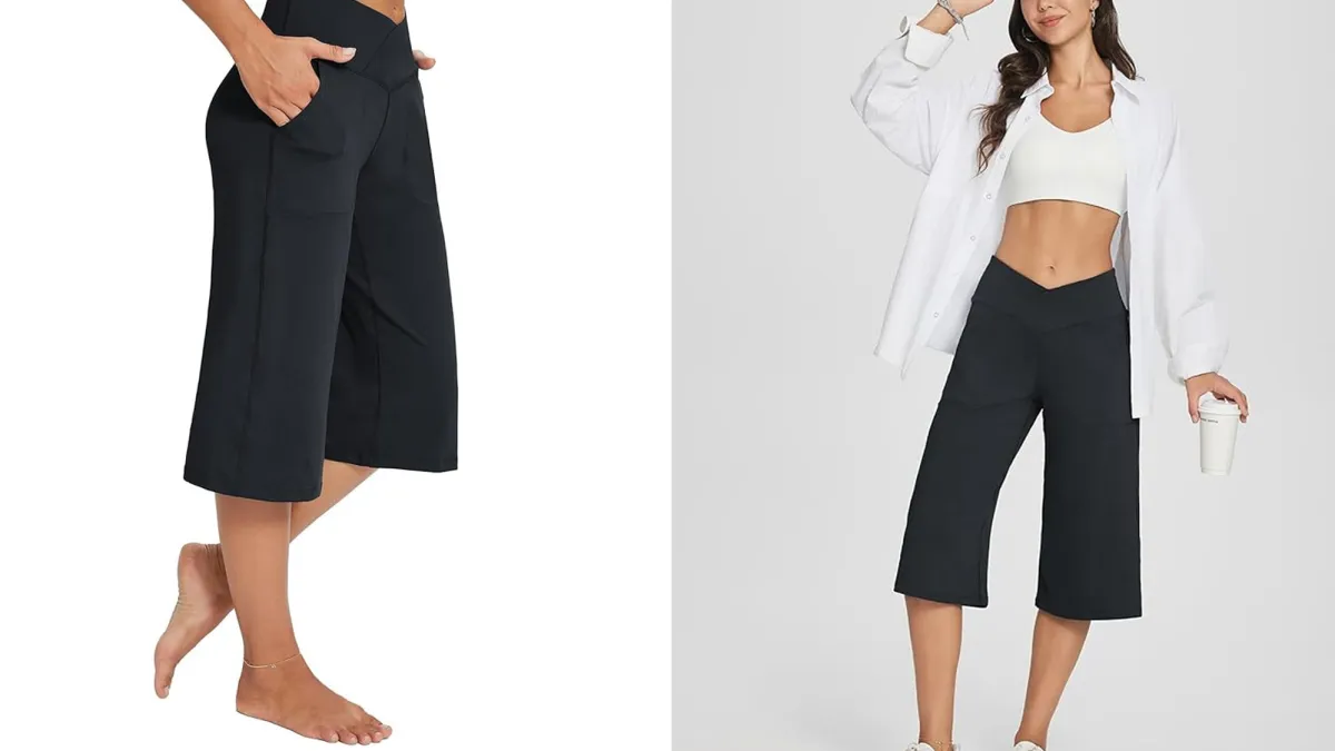 Baleaf Wide Leg High Waist Yoga Capri Pants Amazon