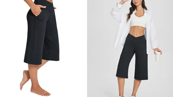 Baleaf Wide Leg High Waist Yoga Capri Pants Amazon