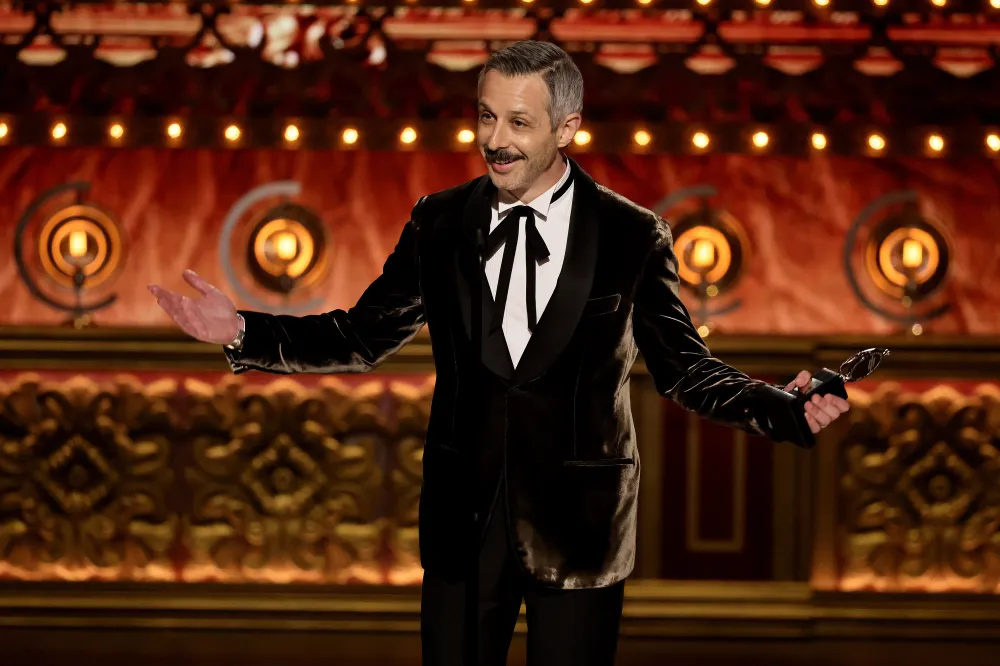 NEW YORK, NEW YORK - JUNE 16: Jeremy Strong accepts the Best Performance by an Actor in a Leading Role in a Play award for "An Enemy of the People" onstage during The 77th Annual Tony Awards at David H. Koch Theater at Lincoln Center on June 16, 2024 in New York City. (Photo by Theo Wargo/Getty Images for Tony Awards Productions)