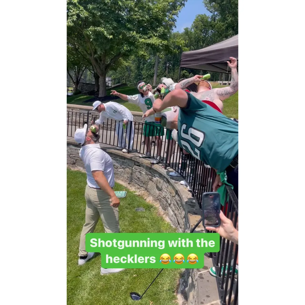 Jason Kelce Chugs Beers With Fans for Charity Event at Golf Club
