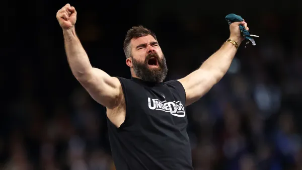 Jason Kelce Chugs Beers With Fans for Charity Event at Golf Club