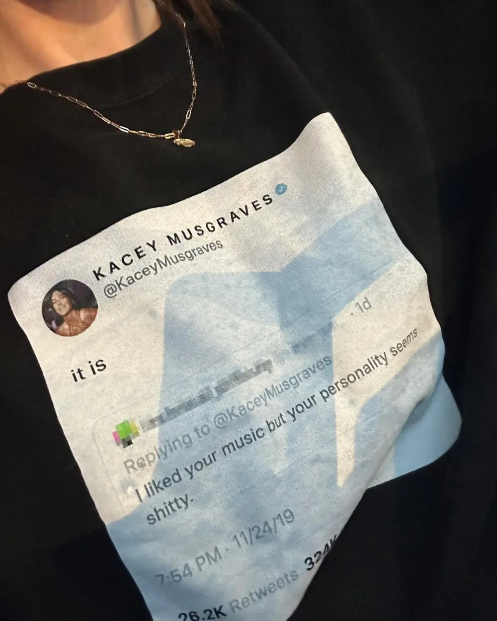 Kacy Musgraves Sports Hilarious Shirt Featuring a Hate Message