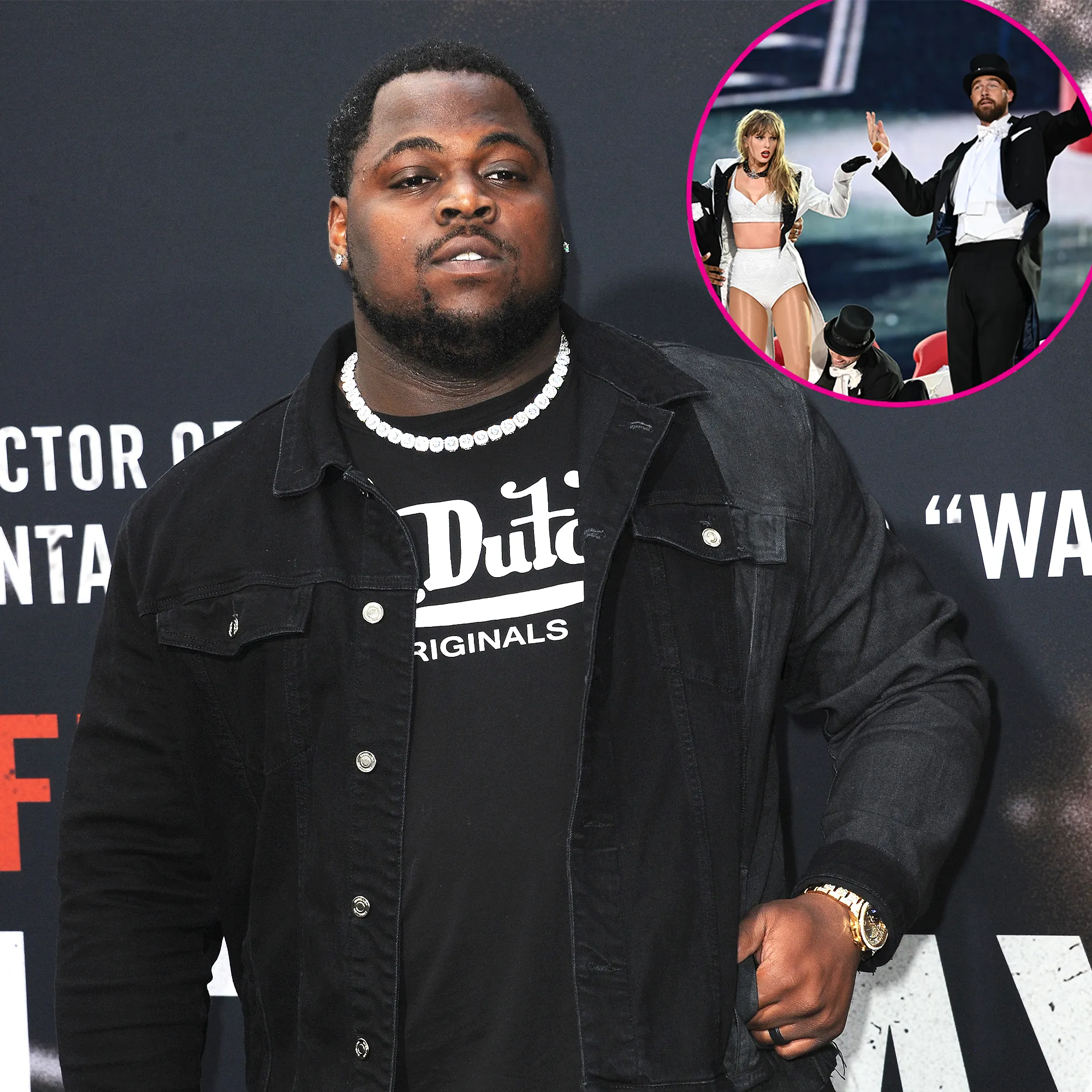 Khalen Saunders Reacts to Travis Kelce on Stage With Taylor Swift Bro Kam