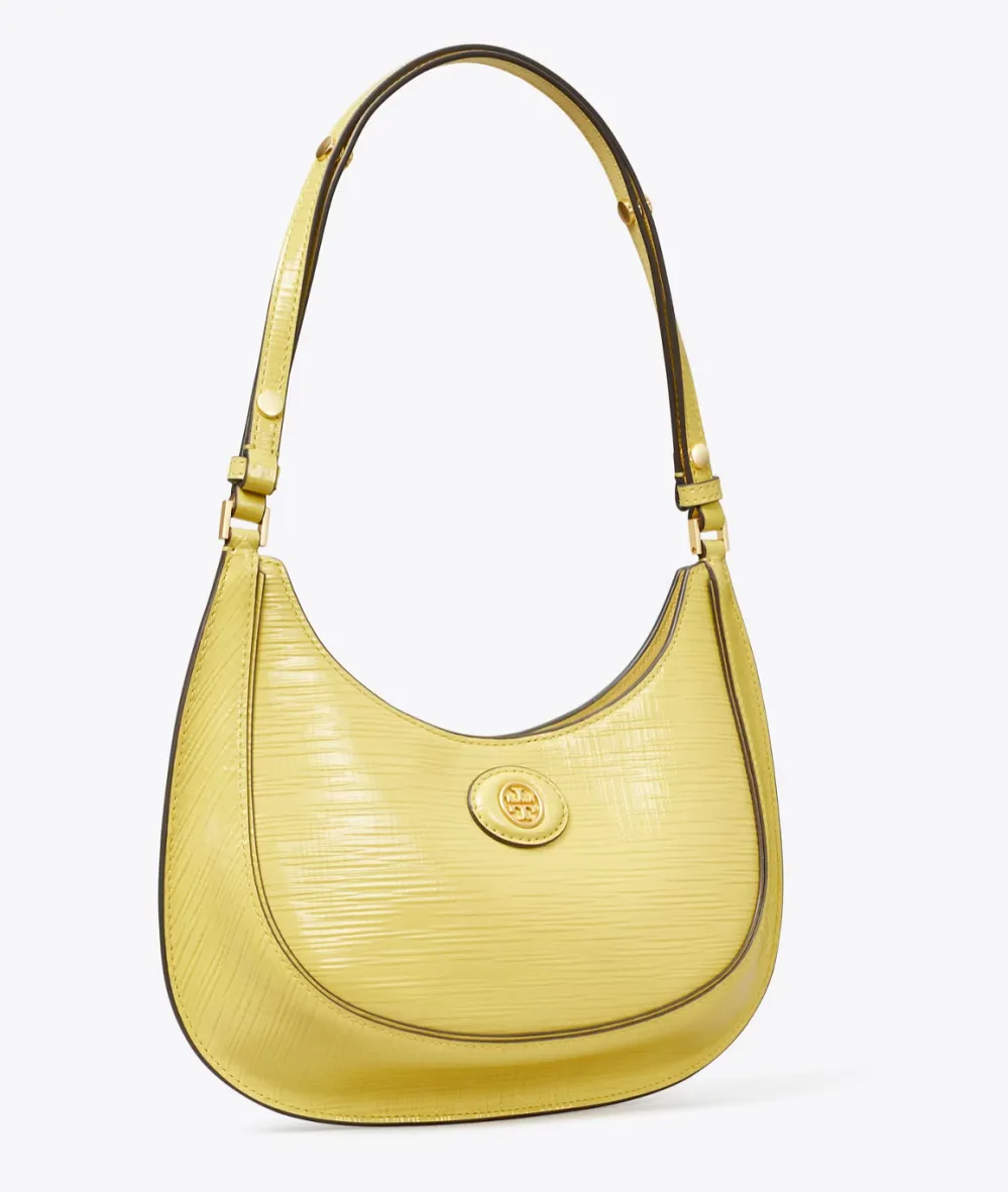 tory burch Robinson Crosshatched Convertible Crescent Bag