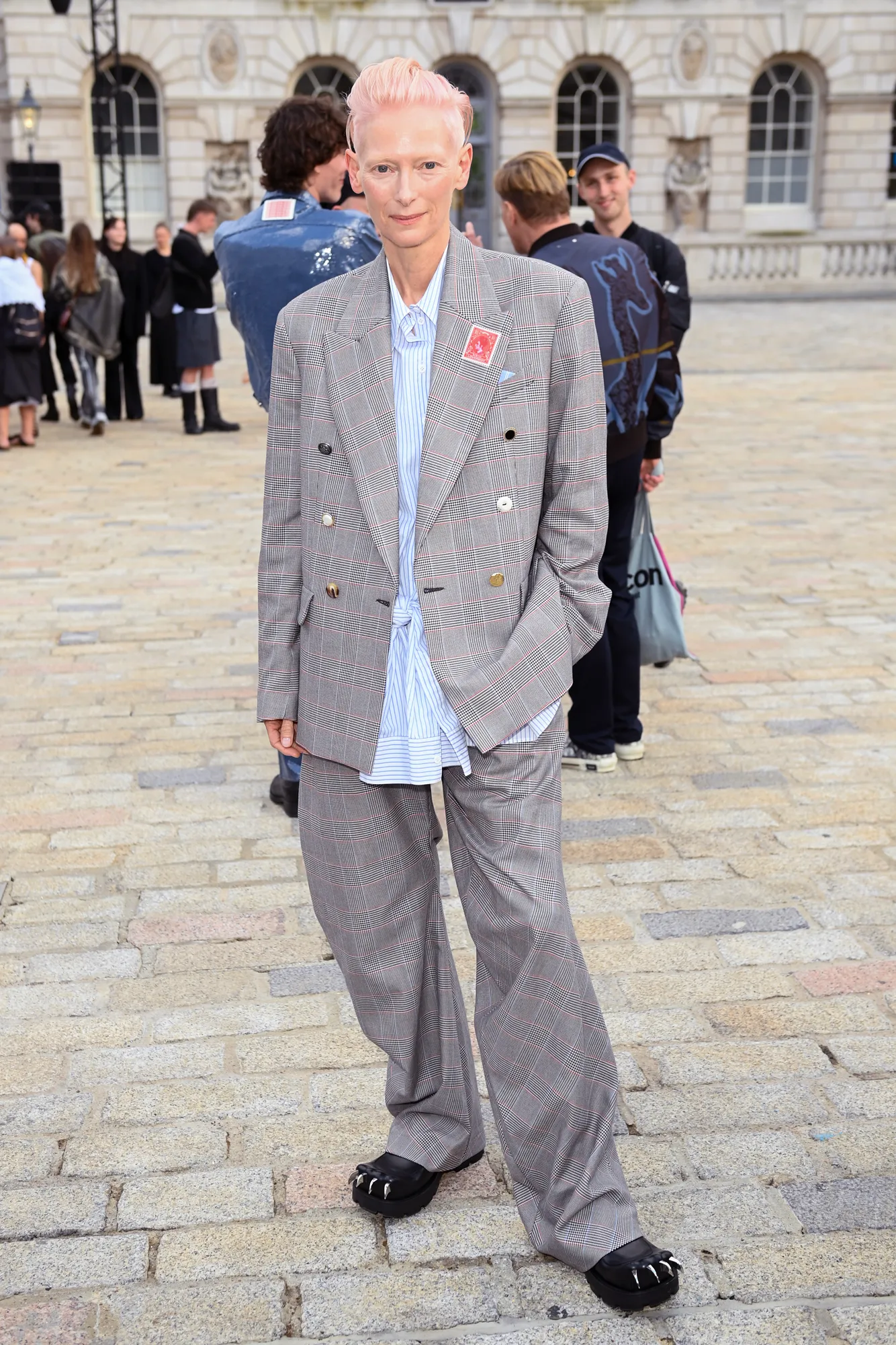 Tilda Swinton Pairs Bear Claw Loafers With an Oversized Suit