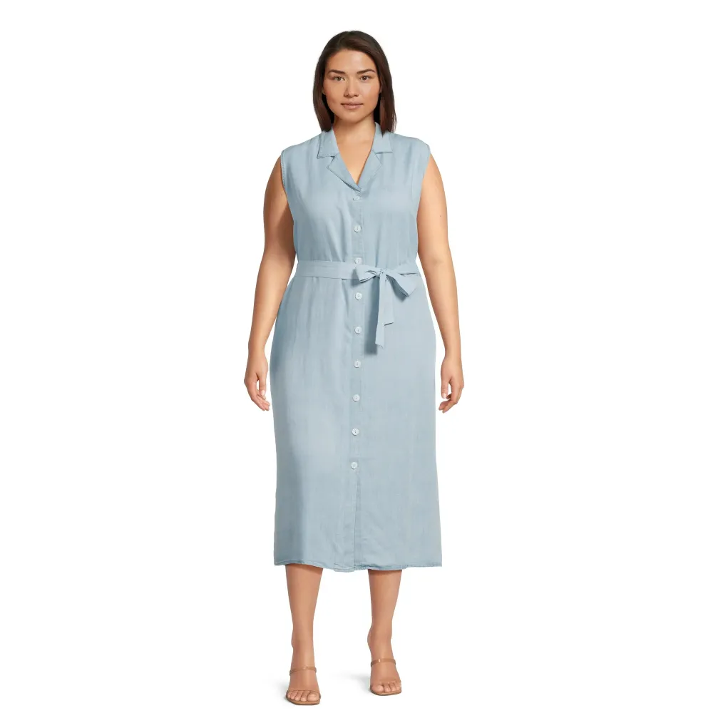 Time and Tru Button Down Shirt Dress with Belt