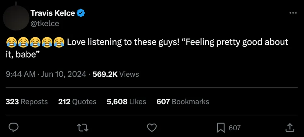 Travis Kelce Reacts to Podcast Hosts Role Playing His Post Softball Game Convo With Taylor Swift