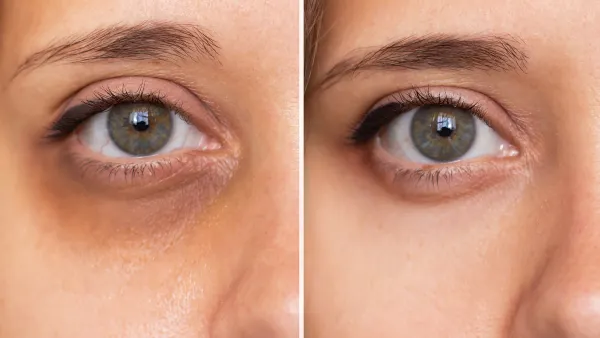 Cropped shot of a young woman's face with dark circles under eyes
