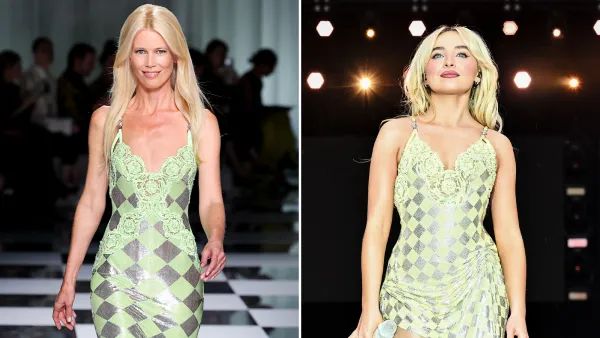 Claudia Schiffer ‘Loves’ That Sabrina Carpenter Wore the Versace Dress She Debuted on the 2023 Runway