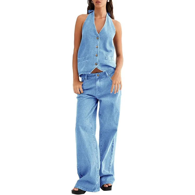 denim vest set