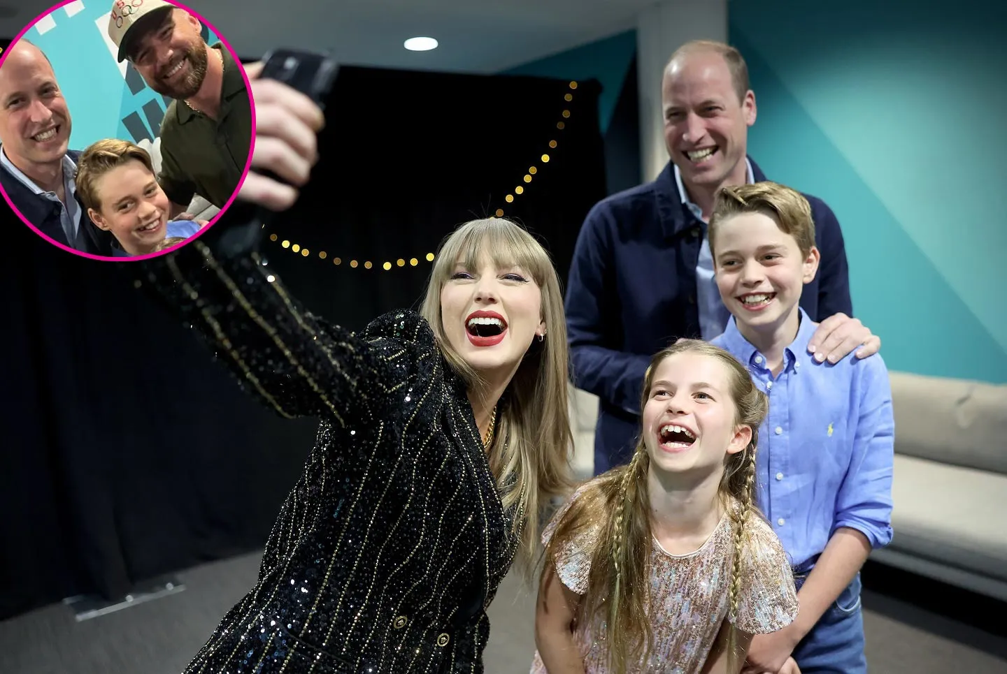 Taylor Swift and Travis Kelce with William and kids