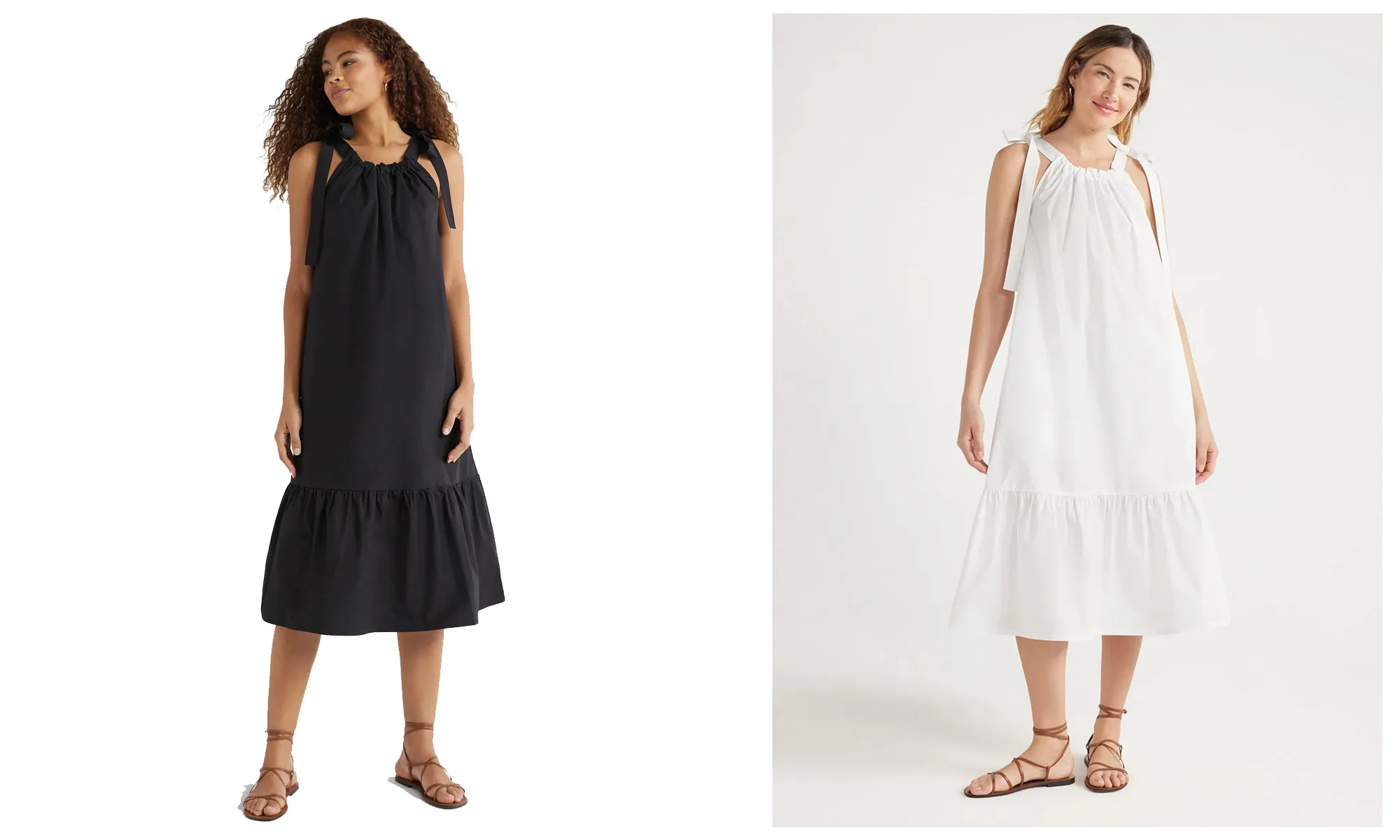 Free Assembly Sleeveless Tie Shoulder Midi Dress Walmart