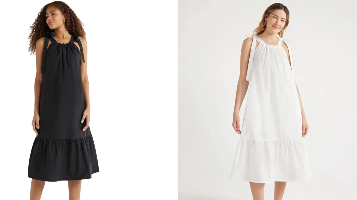 Free Assembly Sleeveless Tie Shoulder Midi Dress Walmart