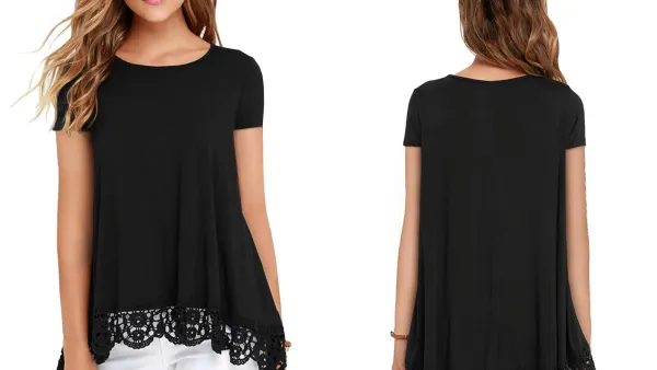 JWD Lace Trim Tunic Blouse