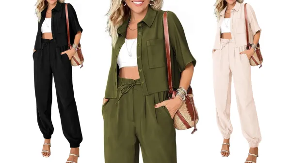 Btfbm 2-Piece Button Down Shirt Long Pant Matching Set Amazon