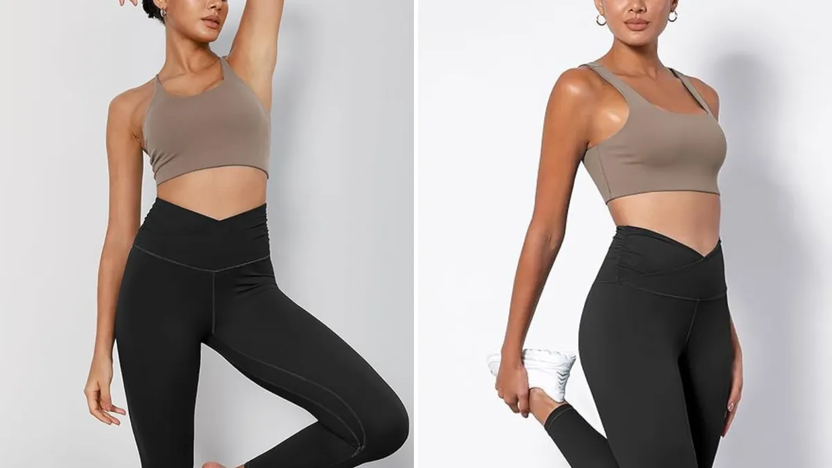 Ododos Cross Waist Yoga Leggings