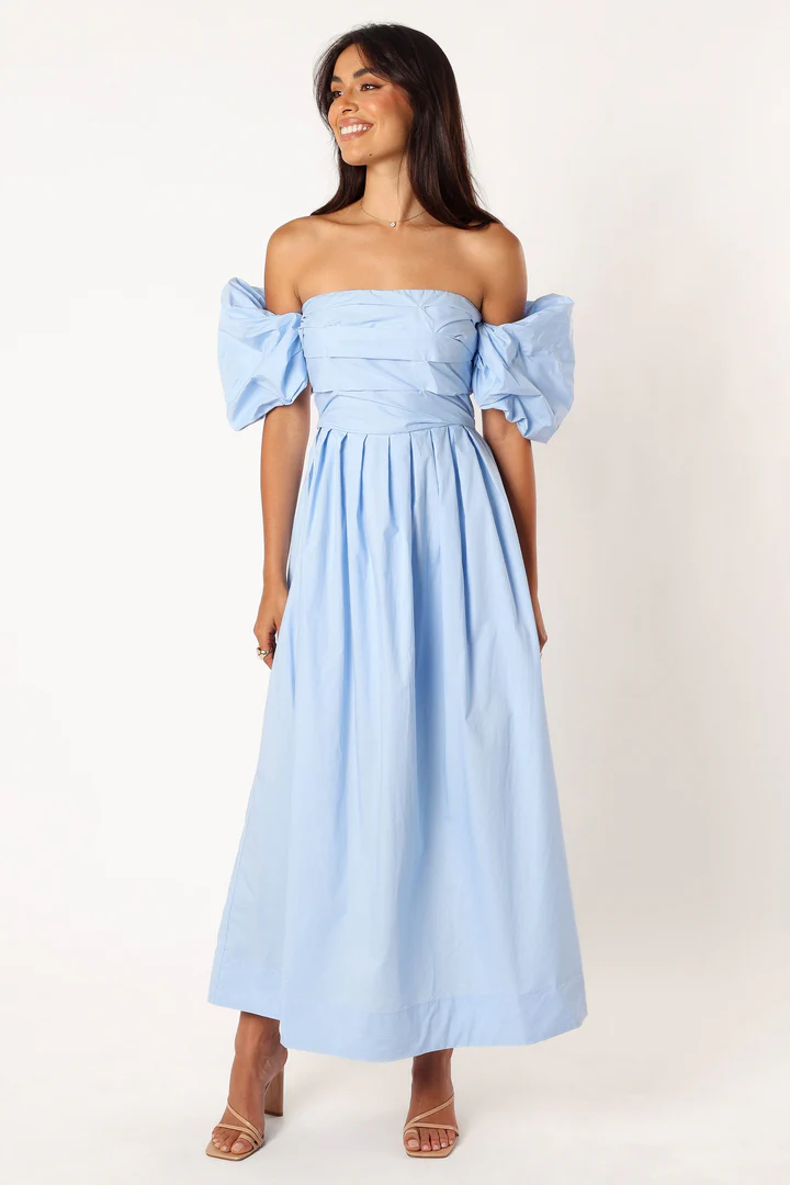 off-the-shoulder midi dress