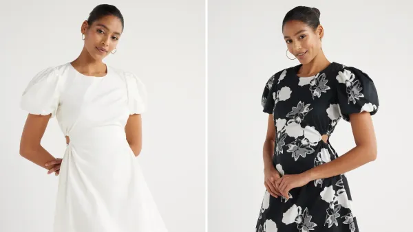 Scoop Cutout Poplin Dress