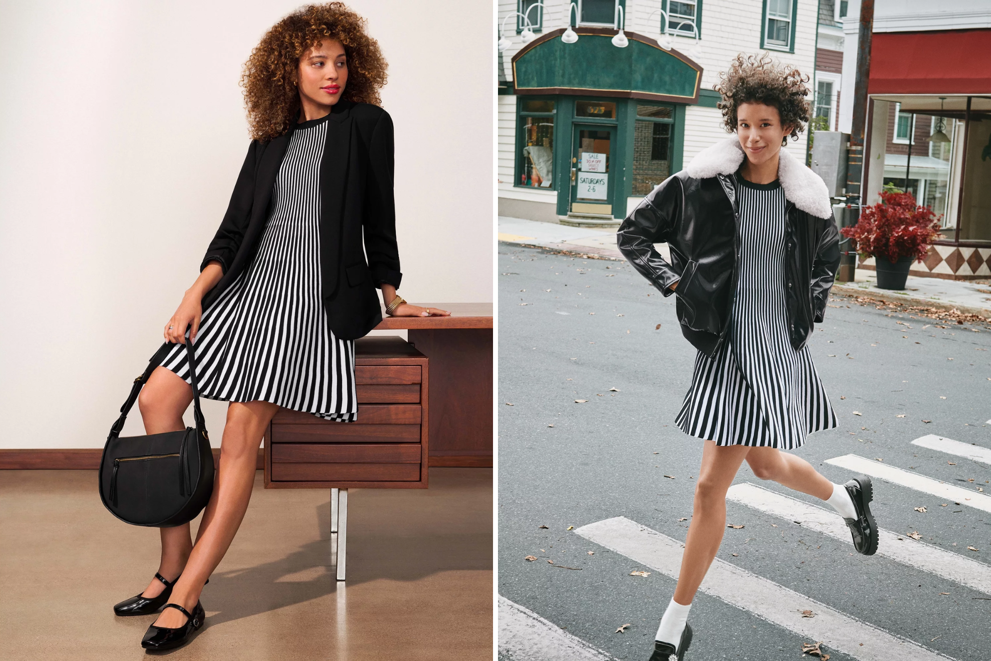 Scoop Striped Mini Sweater Dress