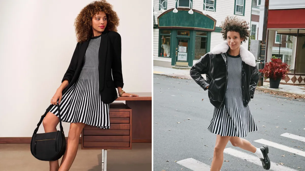 Scoop Striped Mini Sweater Dress