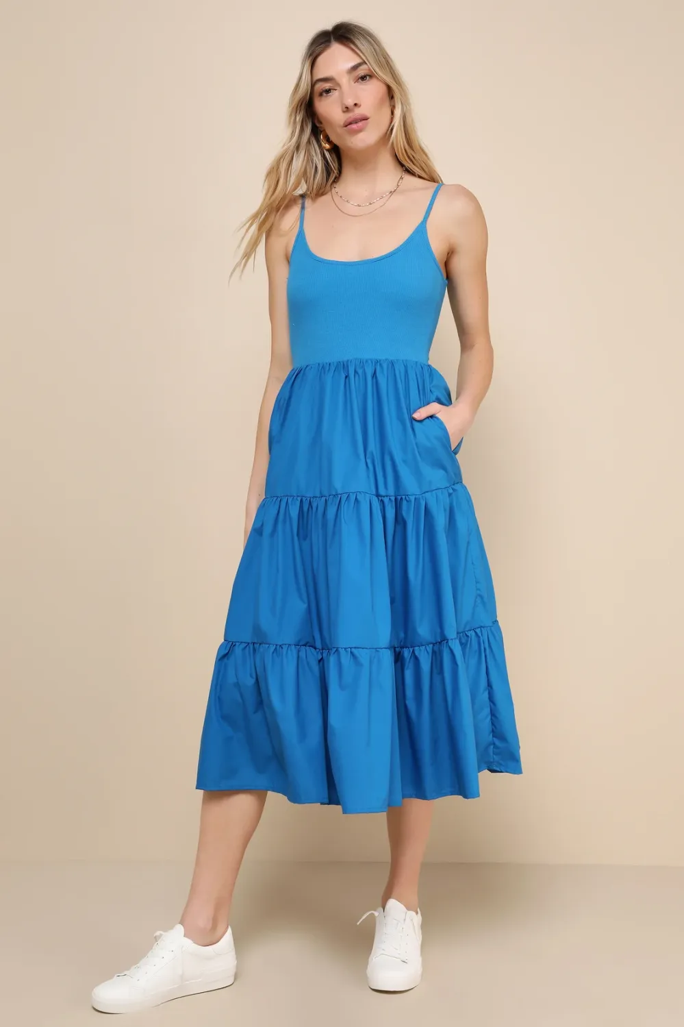tiered midi dress