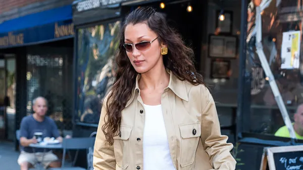 Bella Hadid Looks Business Chic in Khaki Suit While Out in NYC