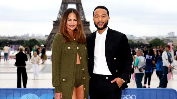 Chrissy Teigen Ditches Pants in Green Outfit for Olympics