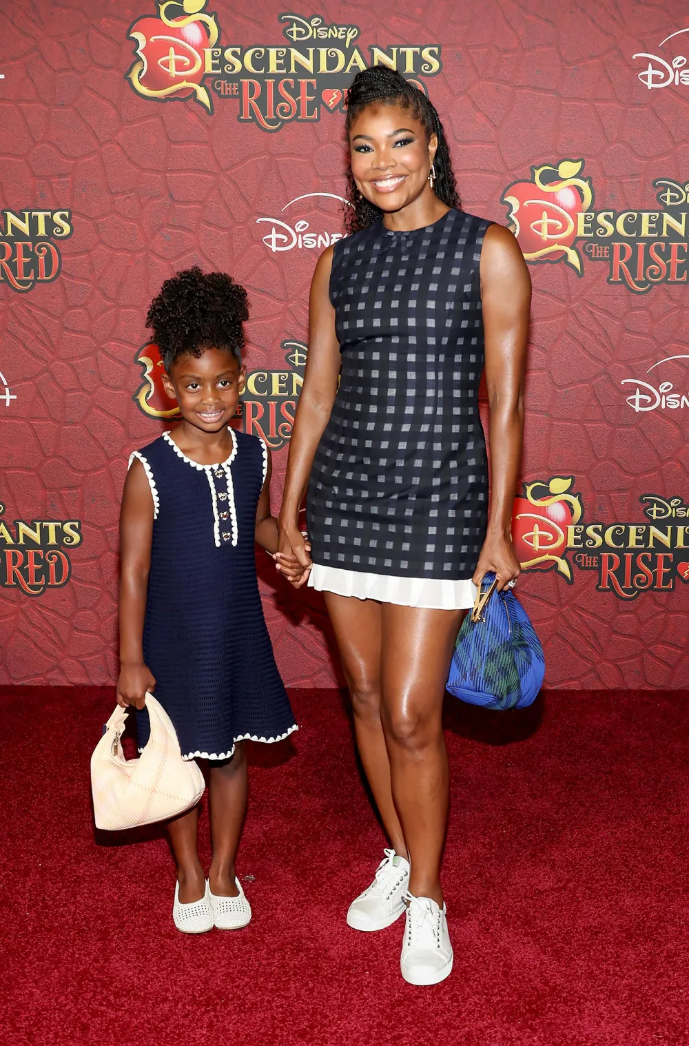 Gabrielle Union and Daughter Kaavia Match in Blue and White Dresses at &lsquo;Descendants&rsquo; Premiere