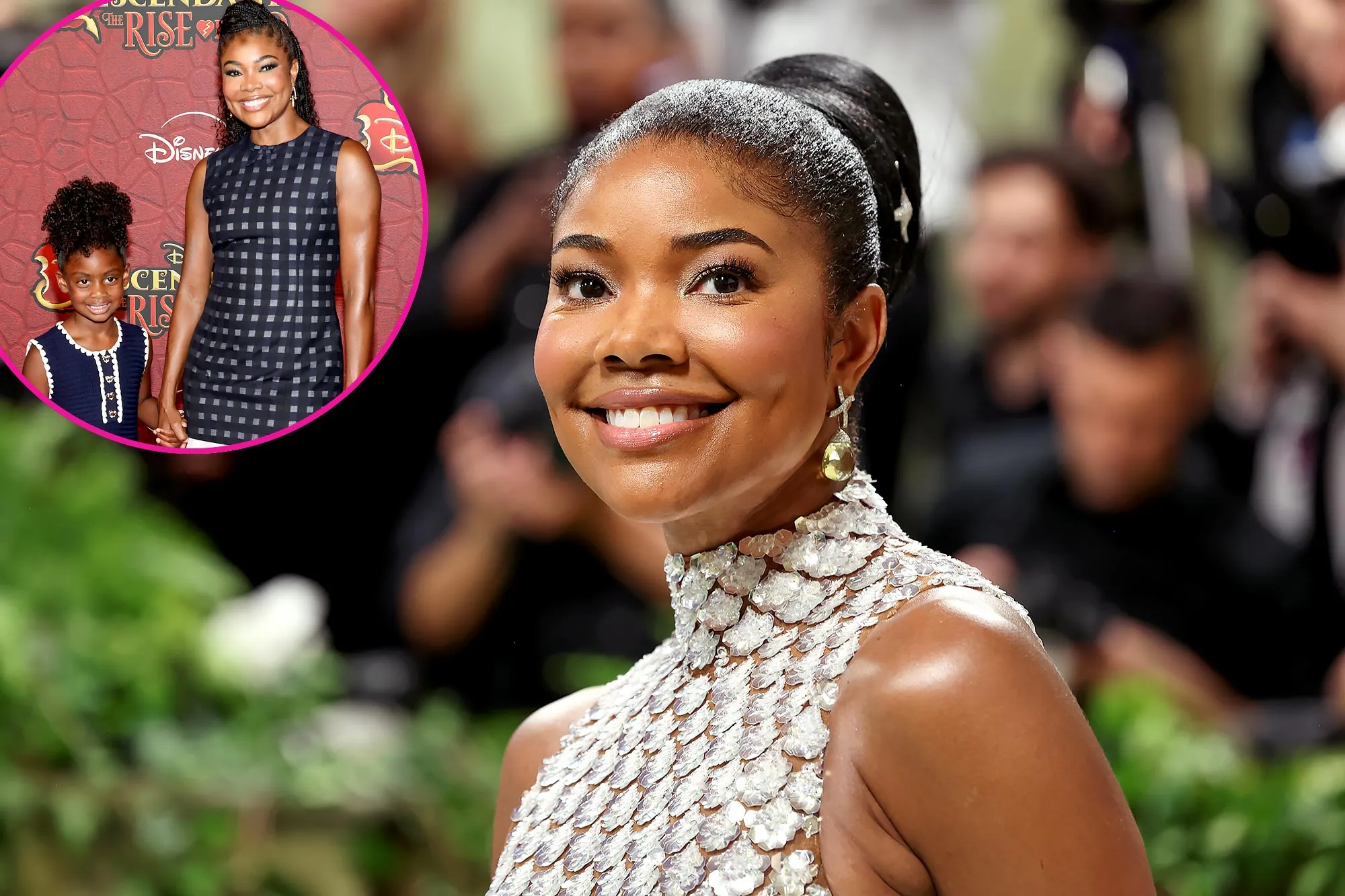 Gabrielle Union and Daughter Kaavia Match in Blue and White Dresses at ‘Descendants’ Premiere